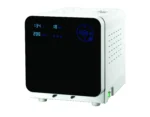 Autoklave VAPOURLINE lite 23 L er en hvid bordautoklave med et digitalt display og blå betjeningsikoner på forsiden.