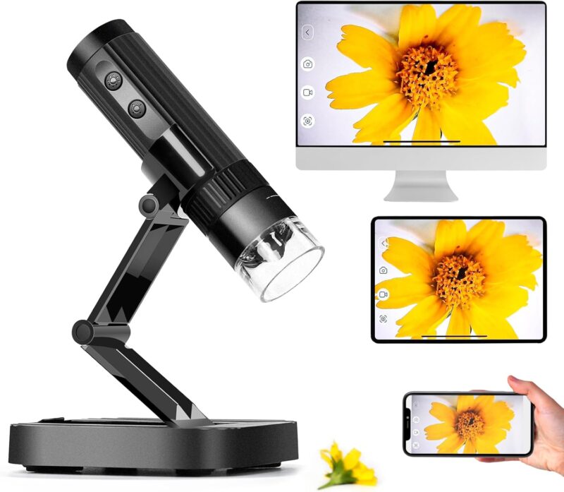 M2C trådløst digitalt mikroskop med 1080p HD-kamera og justerbart stativ