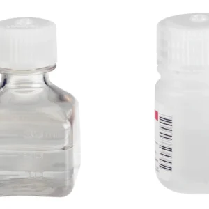 Sættet indeholder to små flasker: en klar med væske, en uigennemsigtig flaske med etiket, til 25 DNA-ekstraktionstests.