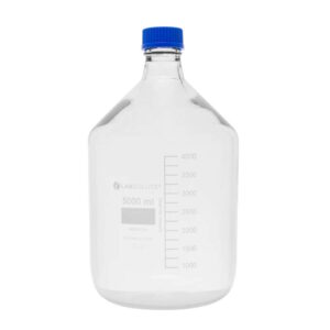 Laboratorieflaske 5 liter med blår skruelåg. Boro 3.3 glas