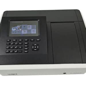 UV-Vis spektrofotometer (2 nm, 190-1100 nm, D₂+halogen) med tastatur og lille topdisplay.