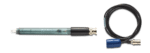Redox-probe til Wireless pH Sensor har en klar krop med sort hætte og er vist ved siden af et oprullet sort kabel med stik.